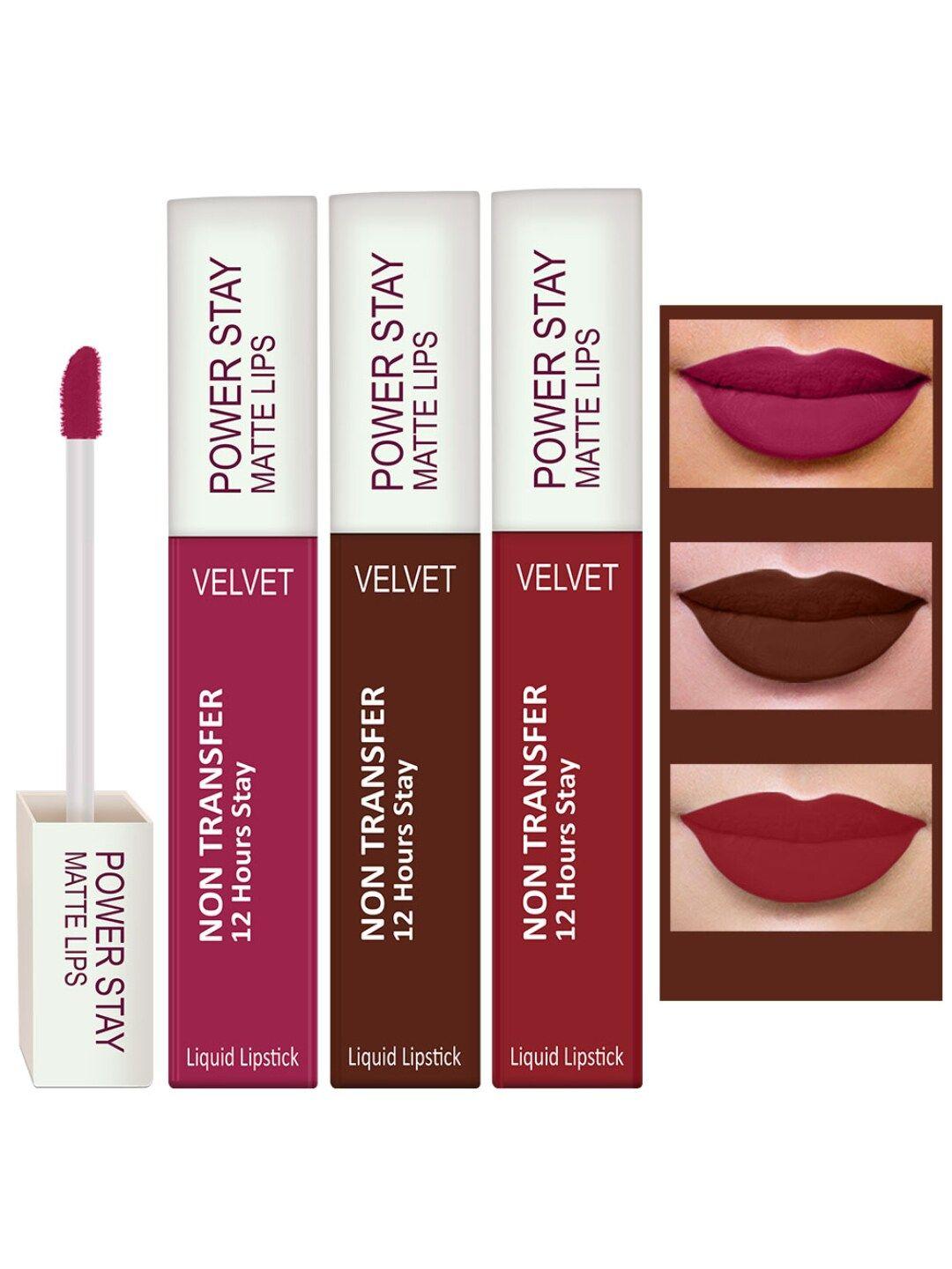 perpaa set of 3 waterproof liquid matte power stay lipstick 12ml