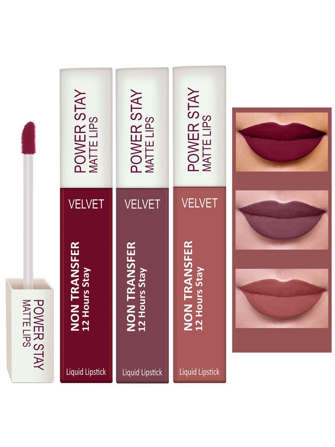 perpaa set of 3 waterproof liquid matte power stay lipstick 150gm