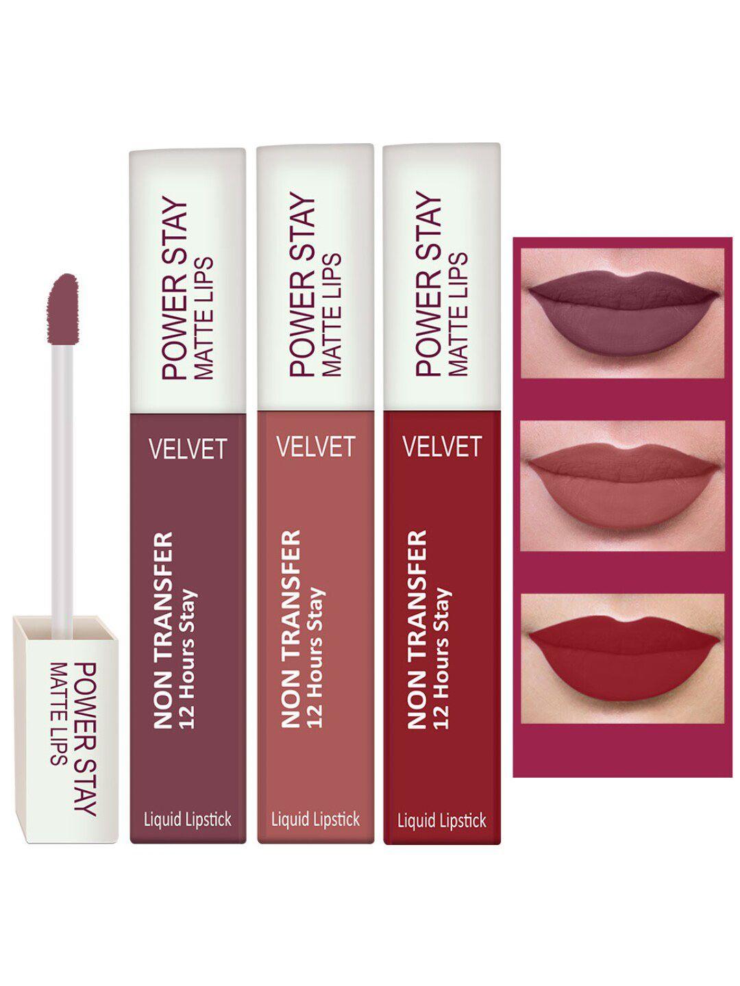 perpaa set of 3 waterproof liquid matte power stay lipstick 150gm