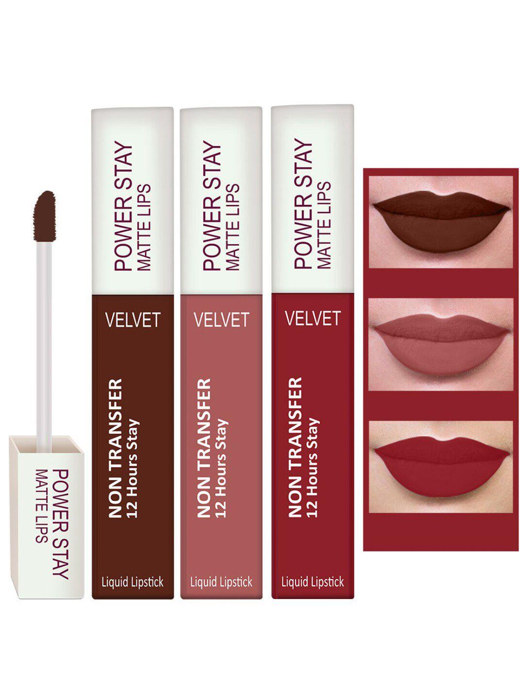 perpaa set of 3 waterproof liquid matte power stay lipstick 150gm