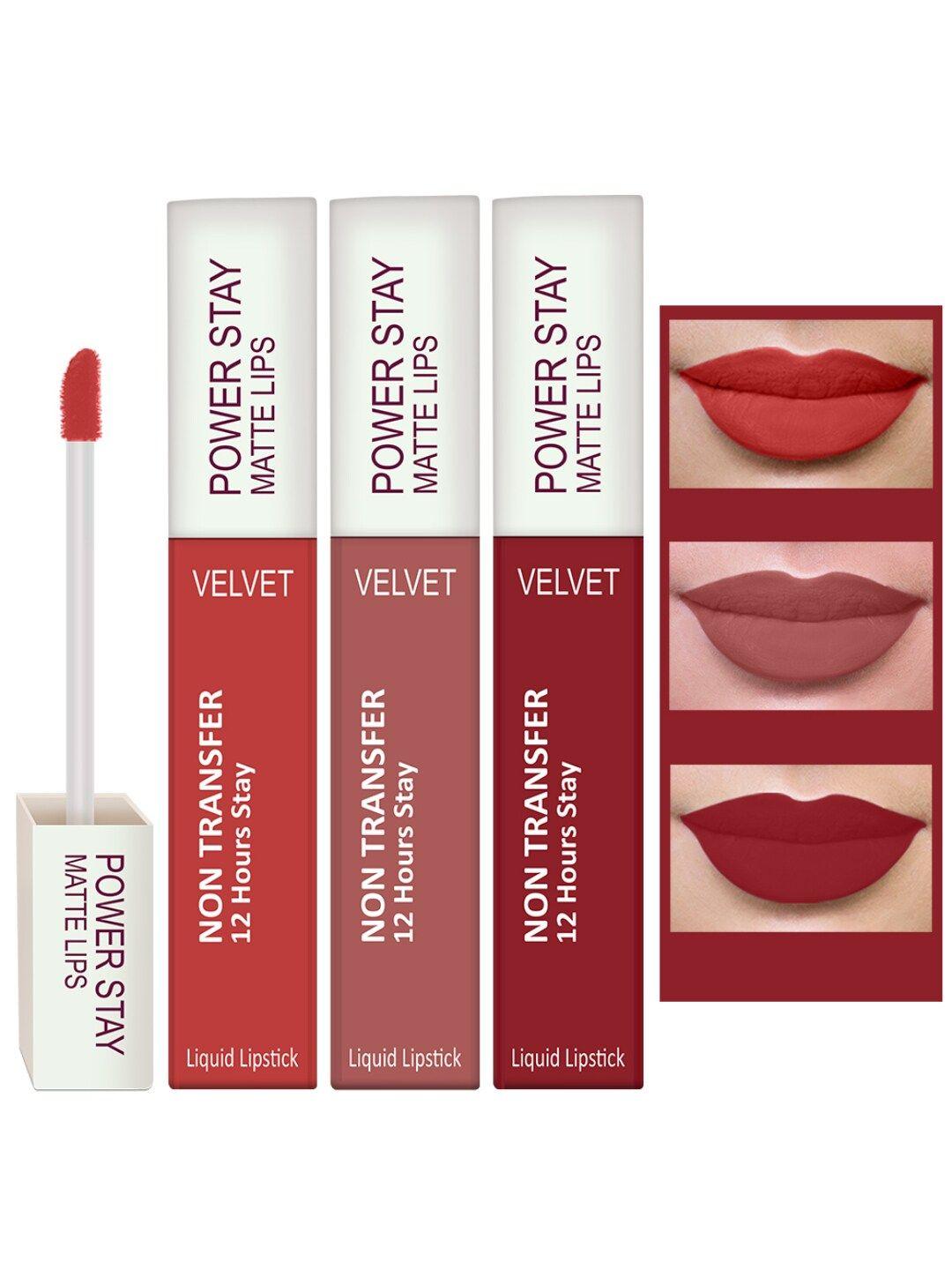 perpaa set of 3 waterproof liquid matte power stay lipstick-4ml