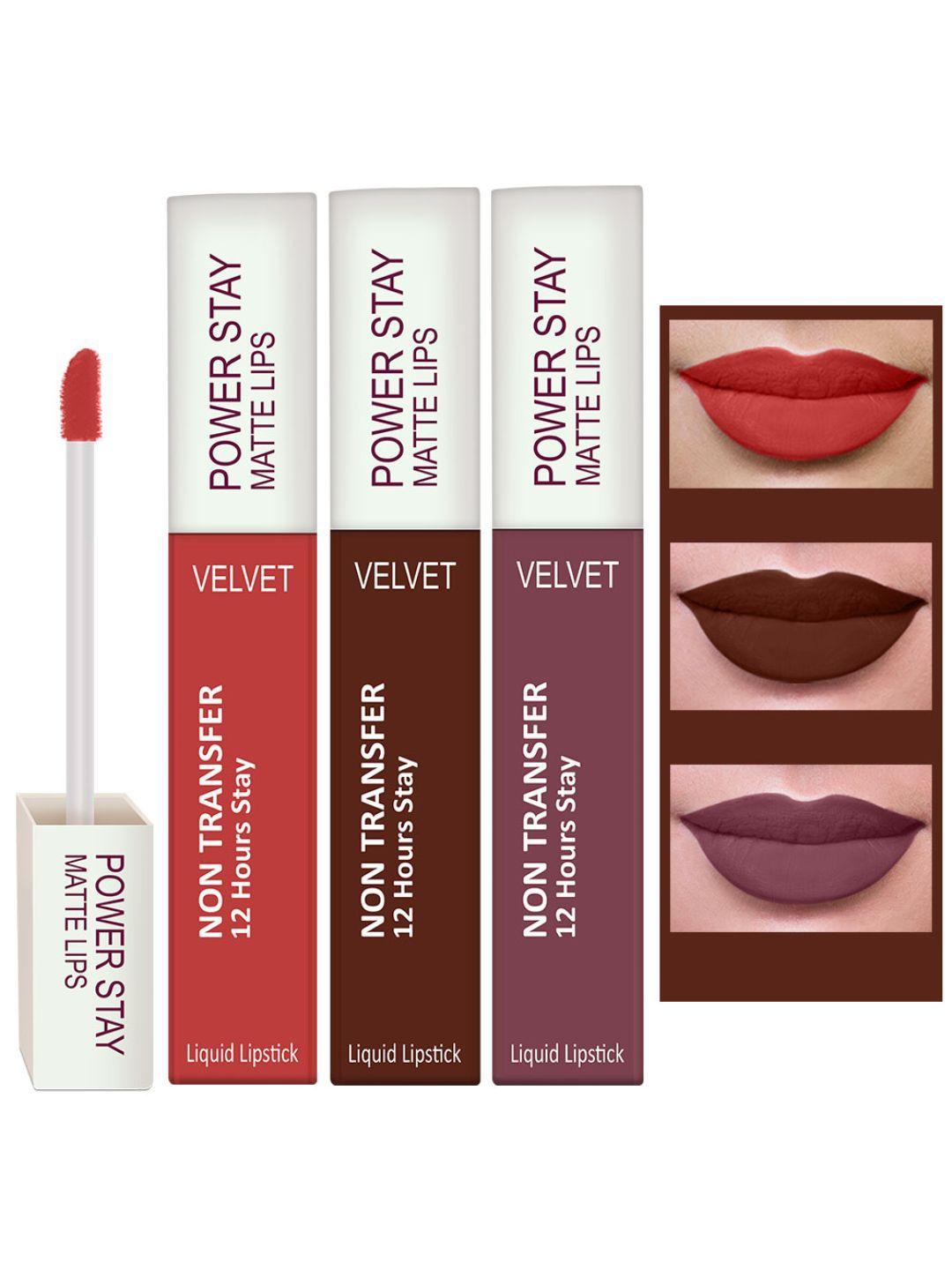 perpaa set of 3 waterproof liquid matte power stay lipstick 4ml