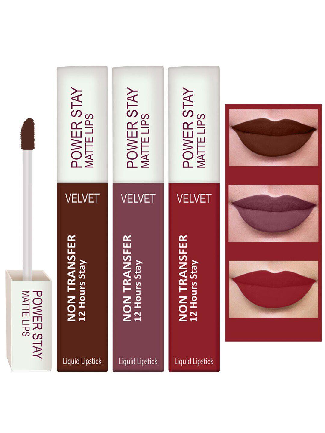 perpaa set of 3 waterproof liquid matte power stay lipstick 4ml