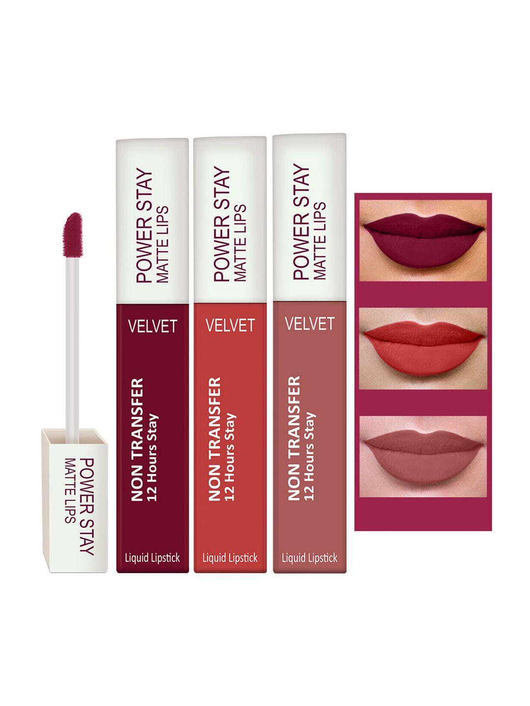 perpaa set of 3 waterproof liquid matte power stay lipstick 4ml