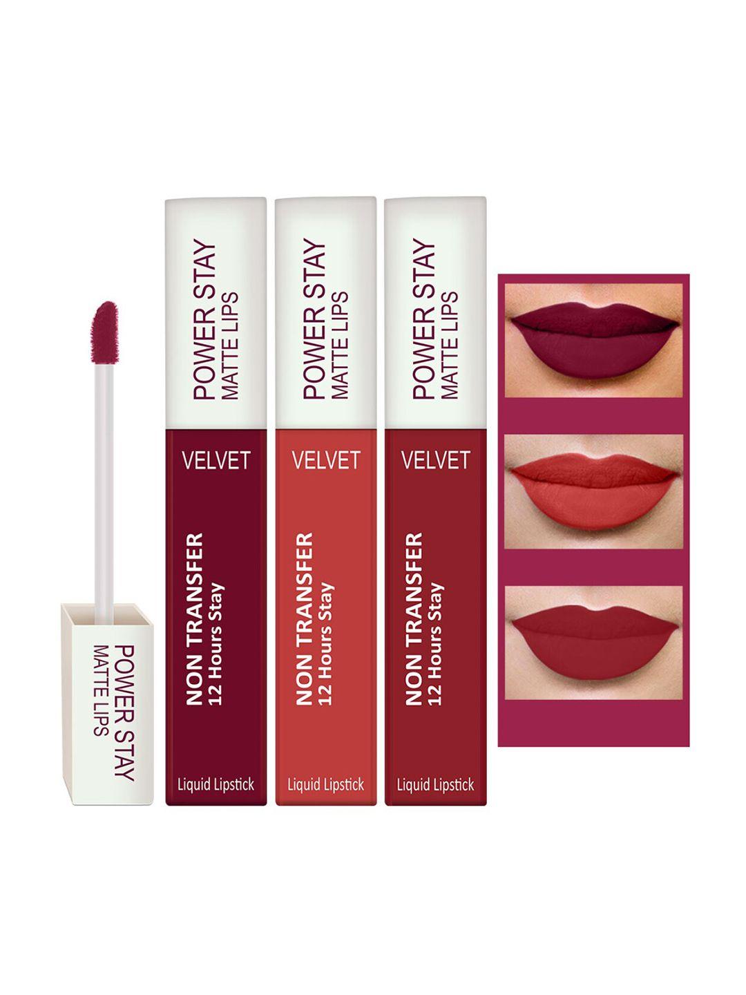 perpaa set of 3 waterproof liquid matte power stay lipstick 4ml