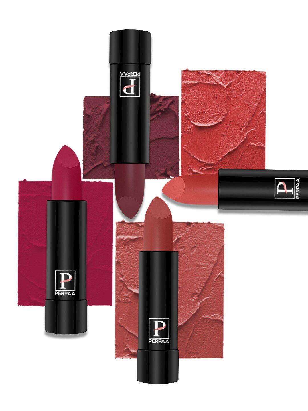 perpaa set of 4 creamy matte long lasting lipstick with beeswax- shades 71 + 73 + 80 + 93