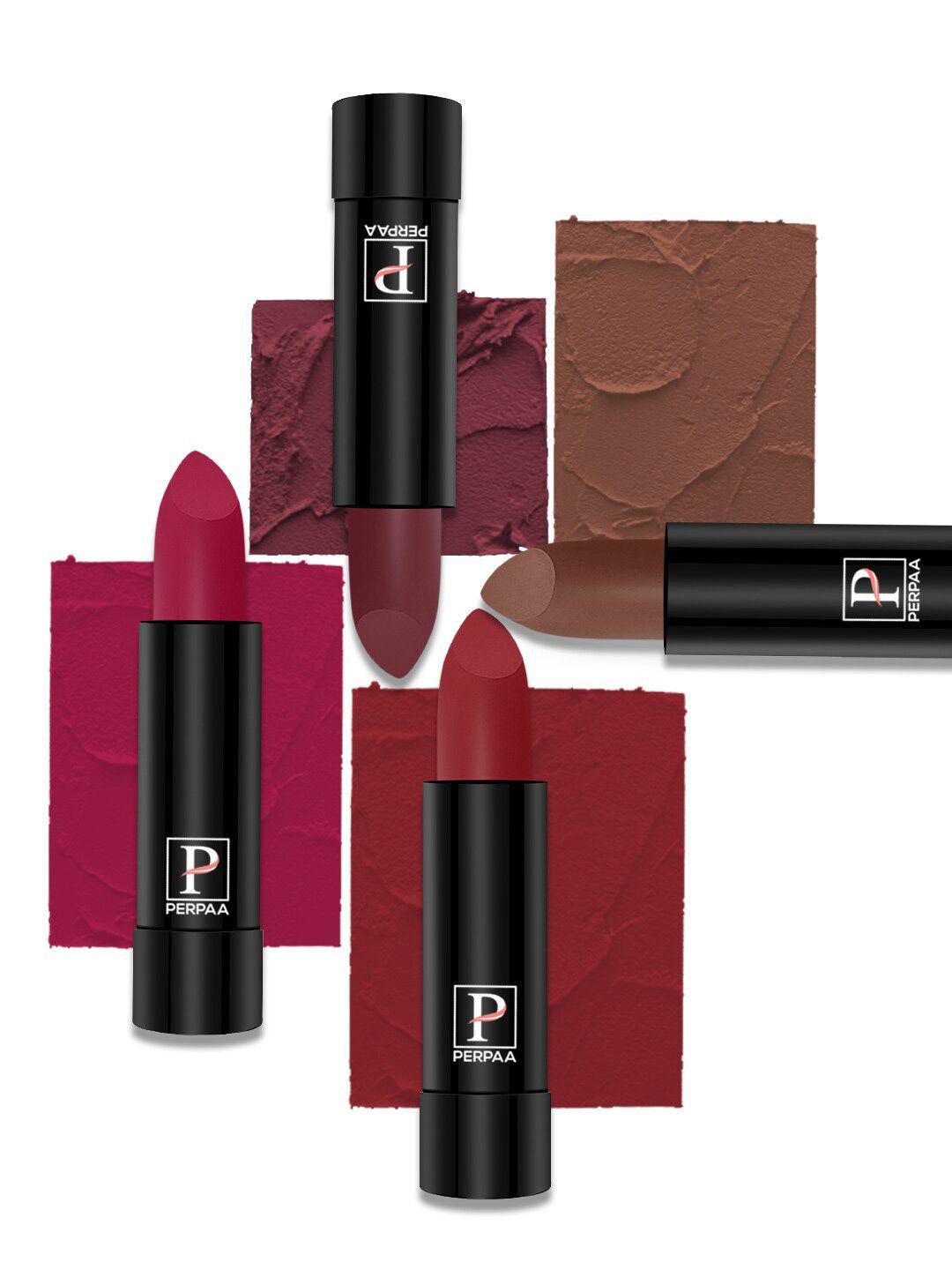 perpaa set of 4 long lasting smooth texture cremy matte lipstick - shade 80-84-86-111