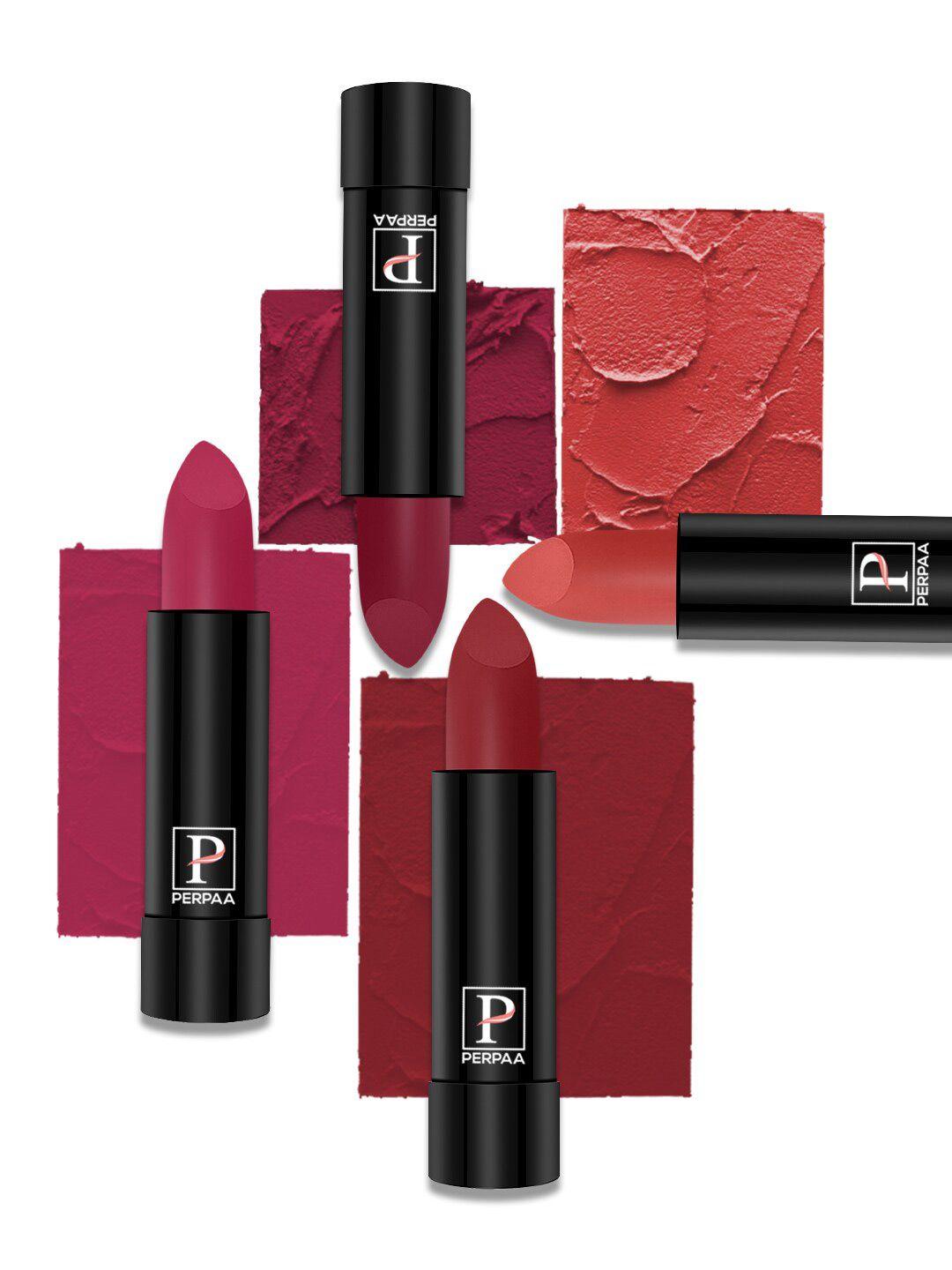 perpaa set of 4 long lasting smooth texture cremy matte lipstick - shade 86-87-92-93