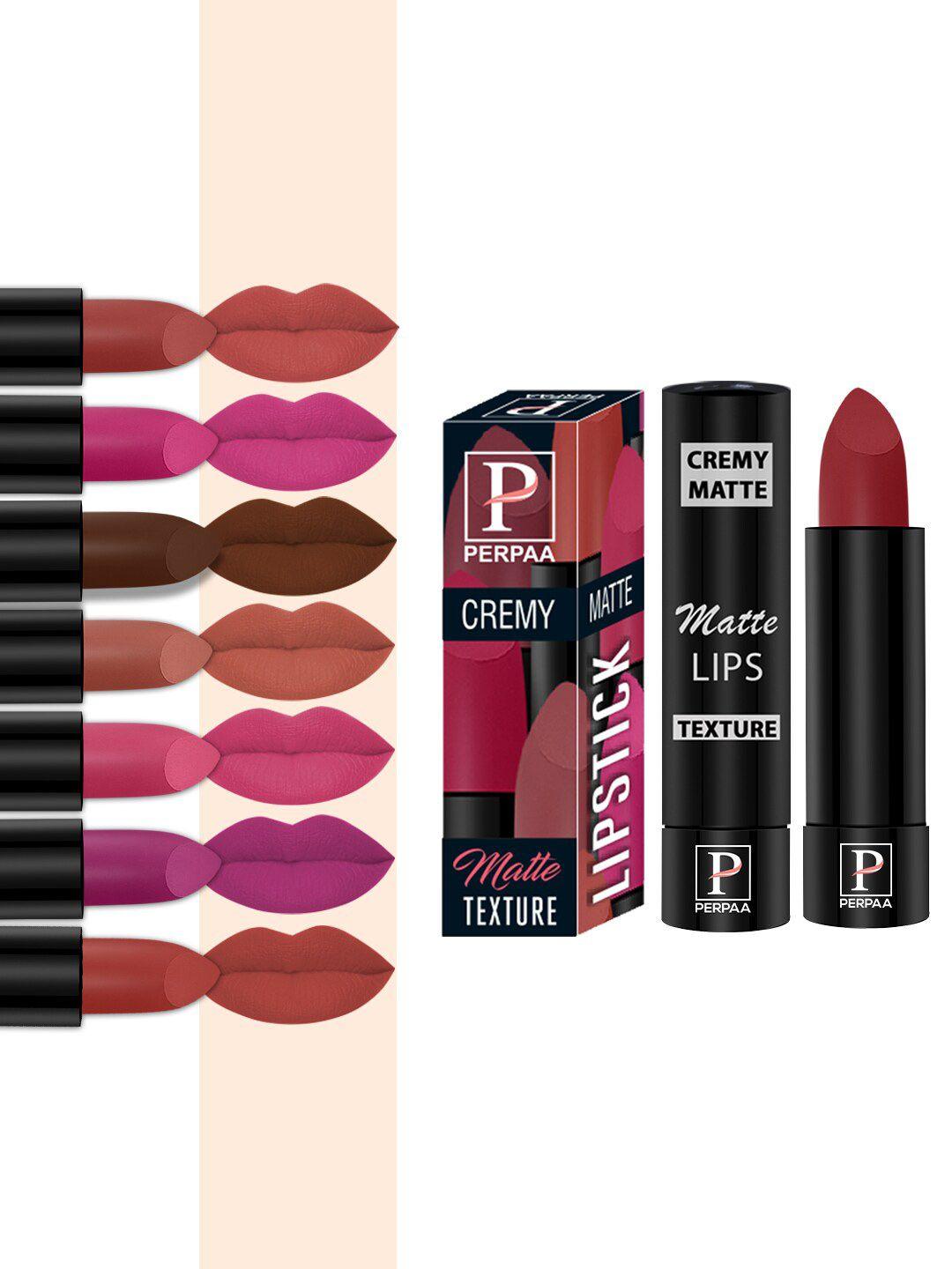 perpaa set of 8 long lasting smooth texture smudgeproof cremy matte lipstick - 3.5 g each