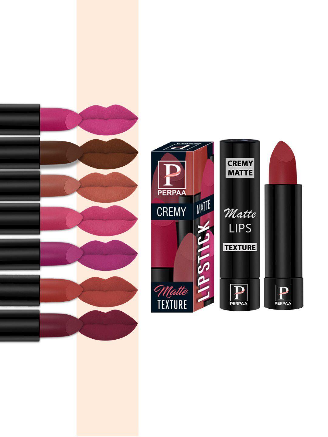 perpaa set of 8 long lasting smooth texture smudgeproof cremy matte lipstick - 3.5 g each