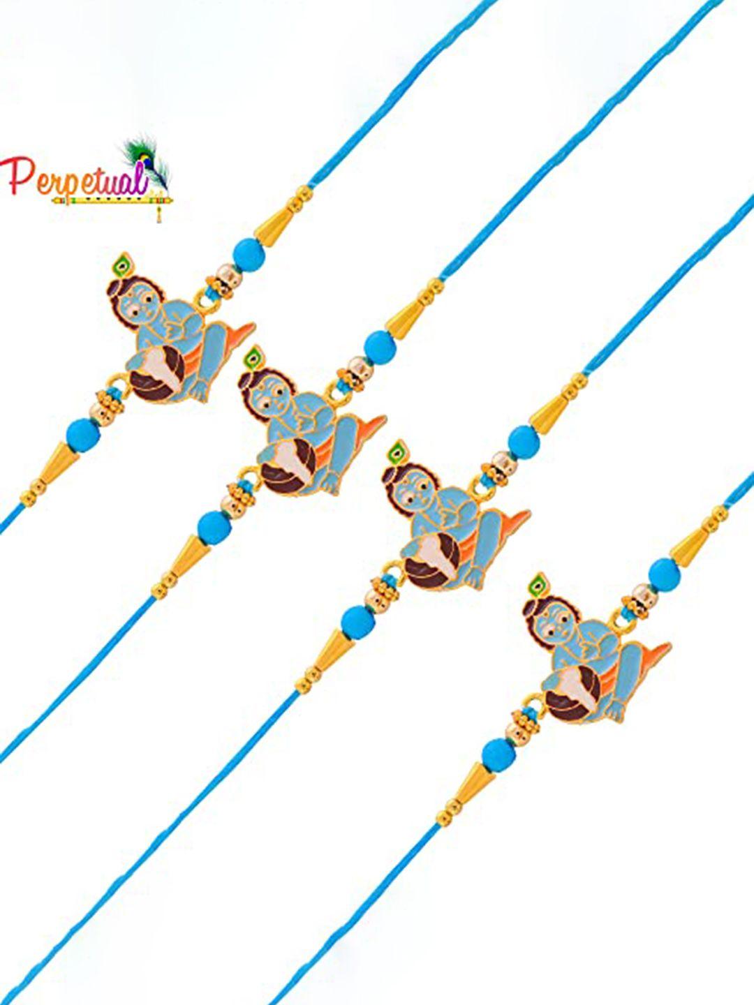 perpetual set of 4 designed thread rakhi