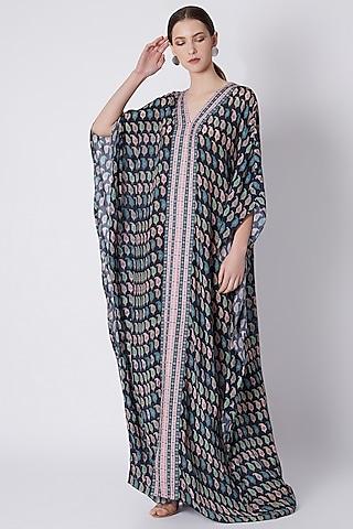 persian blue paisley print kaftan