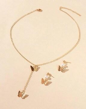 pessk1-butterfly design pendant & earrings set