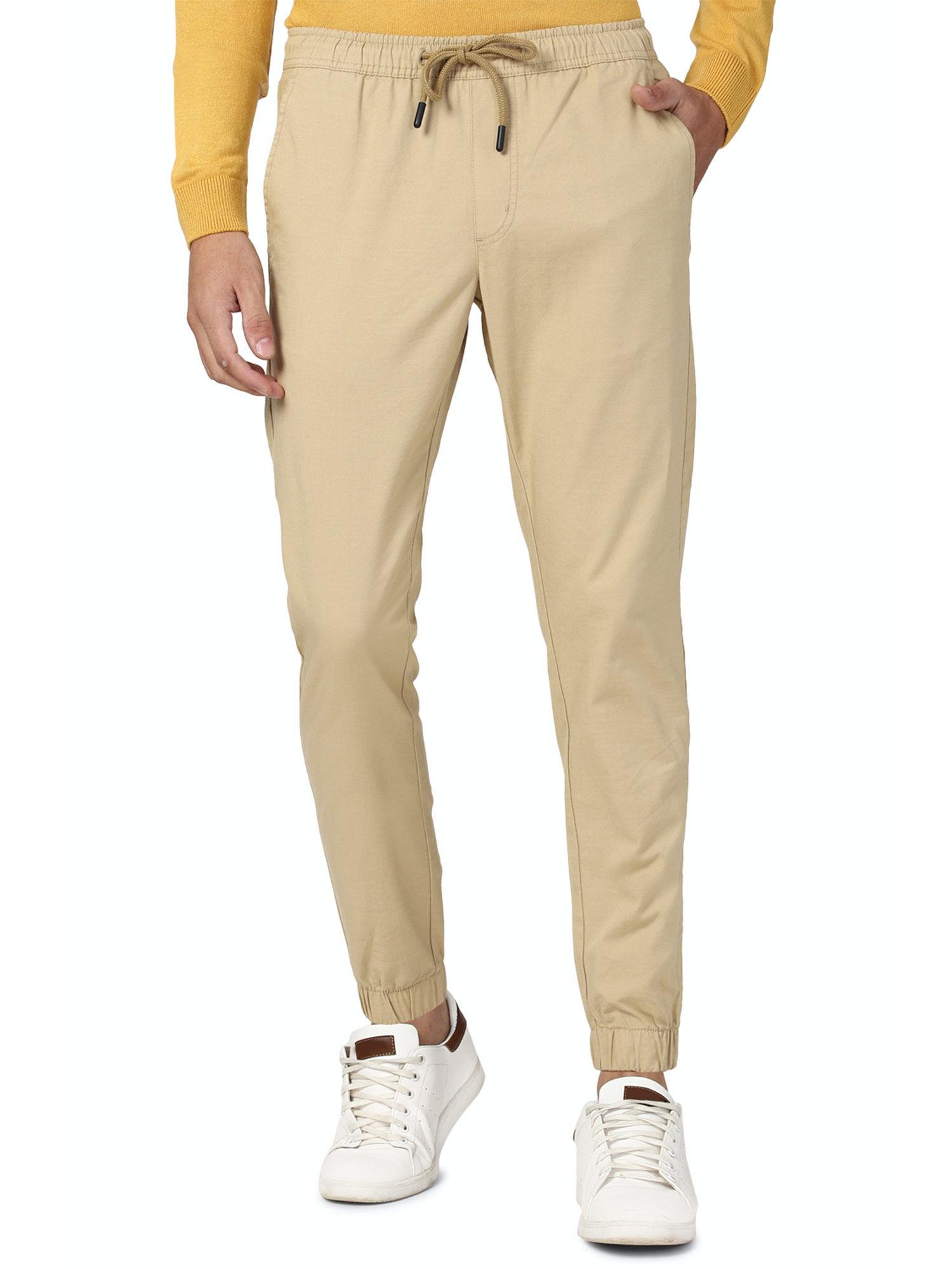 peter england beige casual trousers