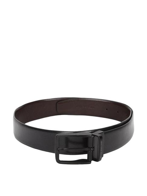 peter england black leather solid reversible belt for men