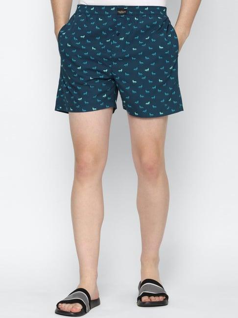 peter england blue cotton regular fit printed boxers