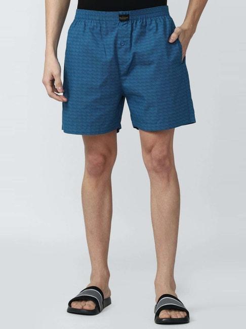 peter england blue cotton regular fit printed boxers