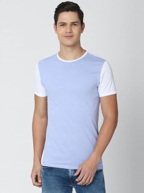 peter england blue slim fit printed t-shirt