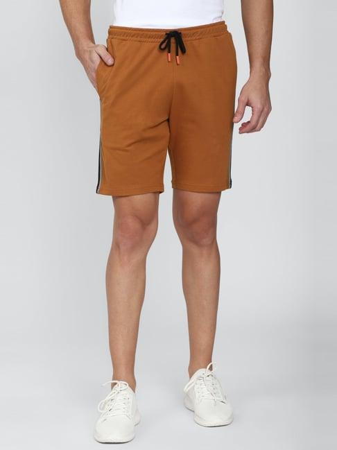 peter england brown cotton regular fit shorts
