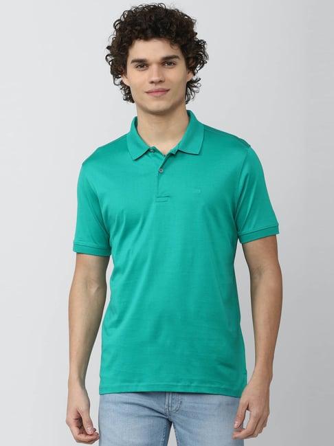 peter england casuals green regular fit polo t-shirt