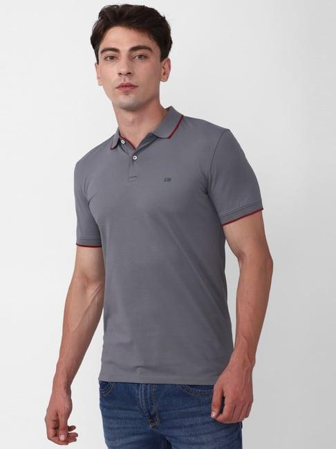peter england casuals grey slim fit polo t-shirt