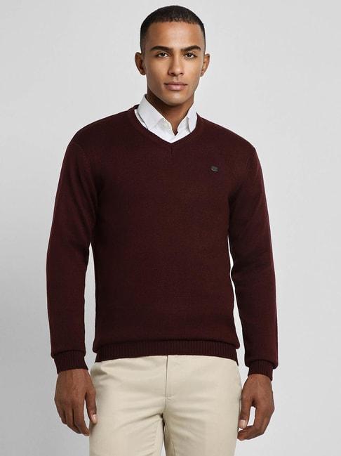 peter england casuals maroon regular fit sweater