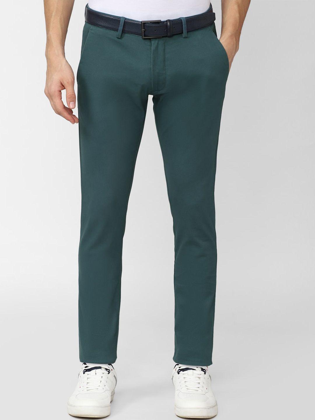 peter england casuals men green skinny fit trouser