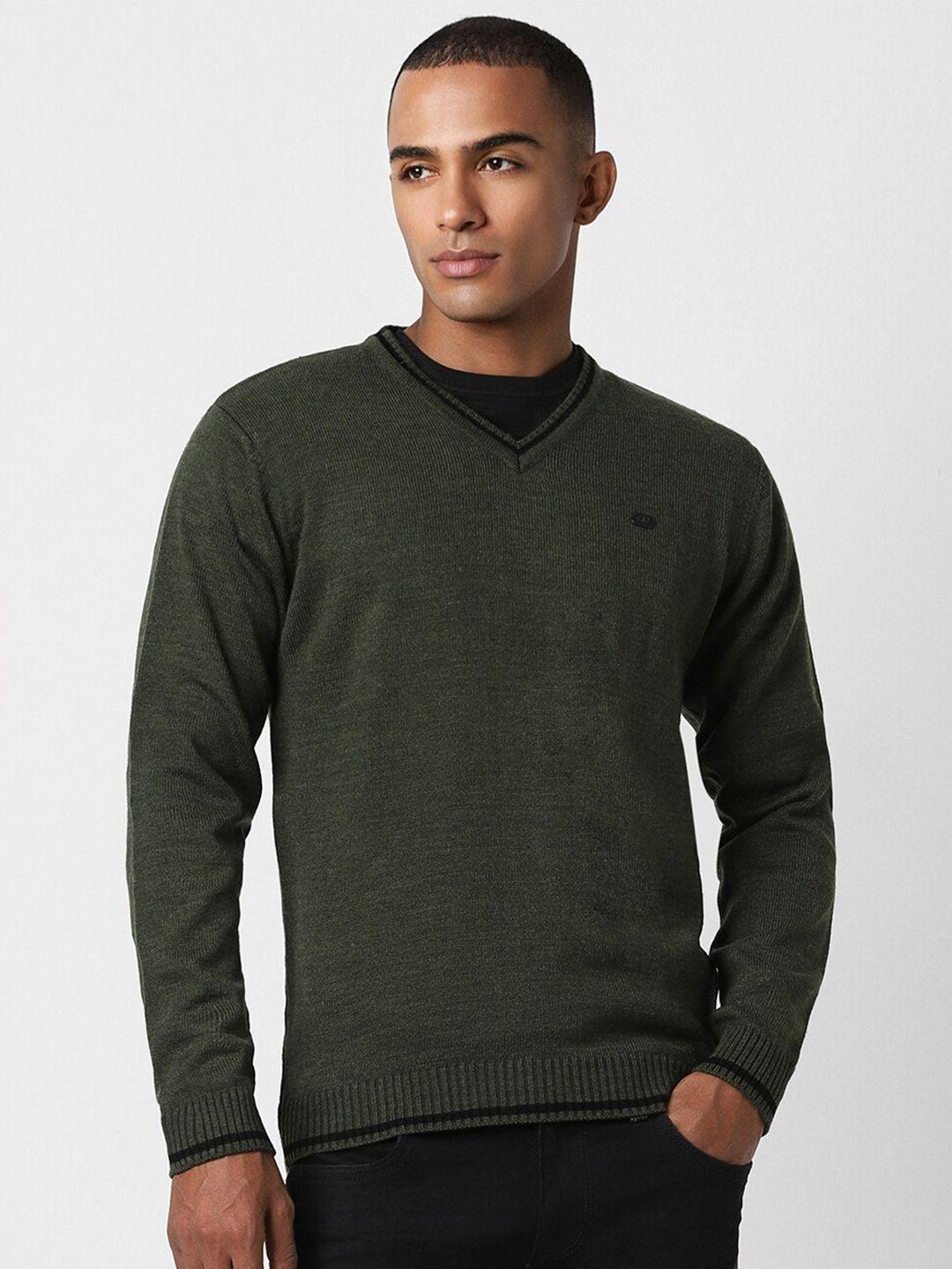 peter england casuals v- neck ribbed acrylic pullover