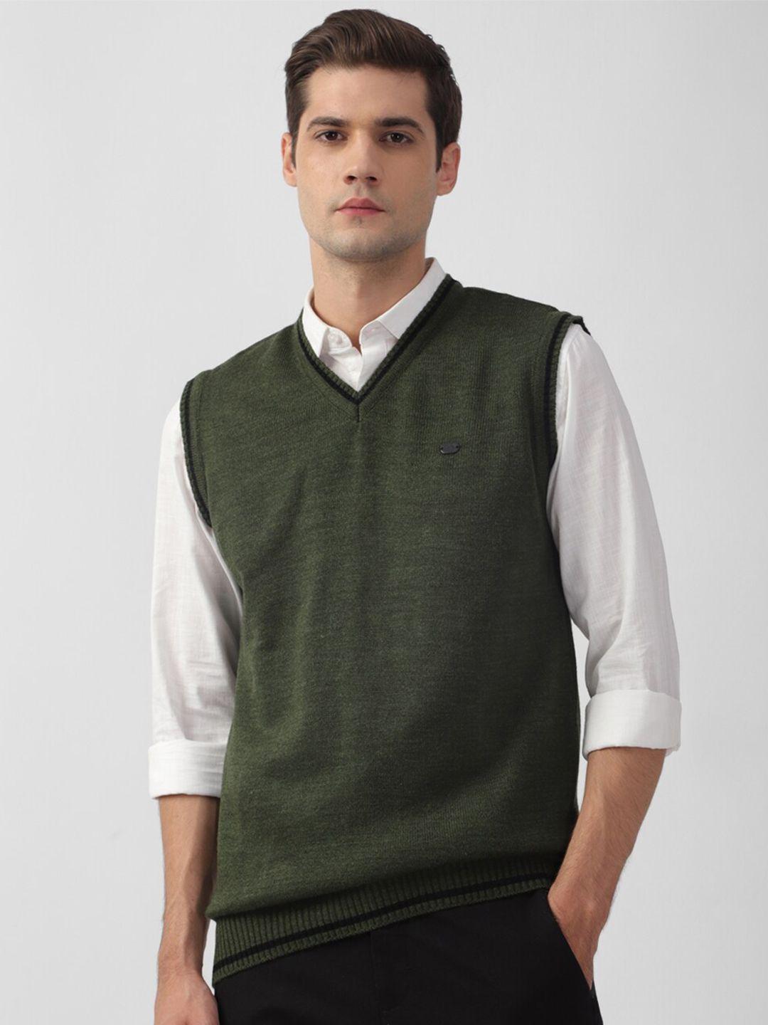 peter england casuals v- neck ribbed sweater vest