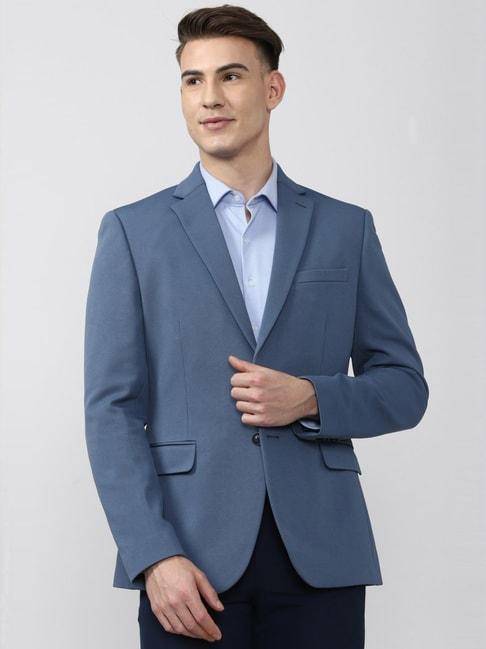 peter england elite blue slim fit blazer