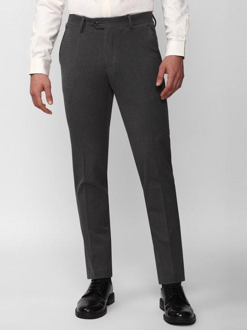 peter england elite grey  slim fit trousers