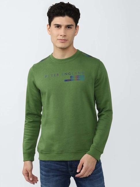 peter england jeans green slim fit printed sweatshirts