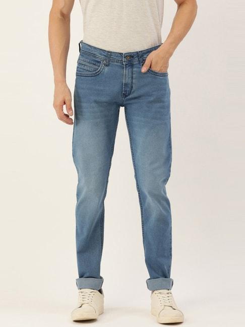 peter england jeans light blue cotton slim fit jeans