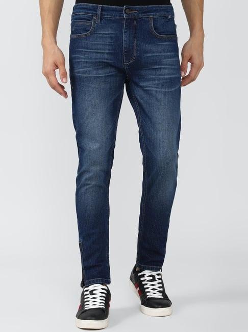 peter england jeans navy cotton slim fit jeans