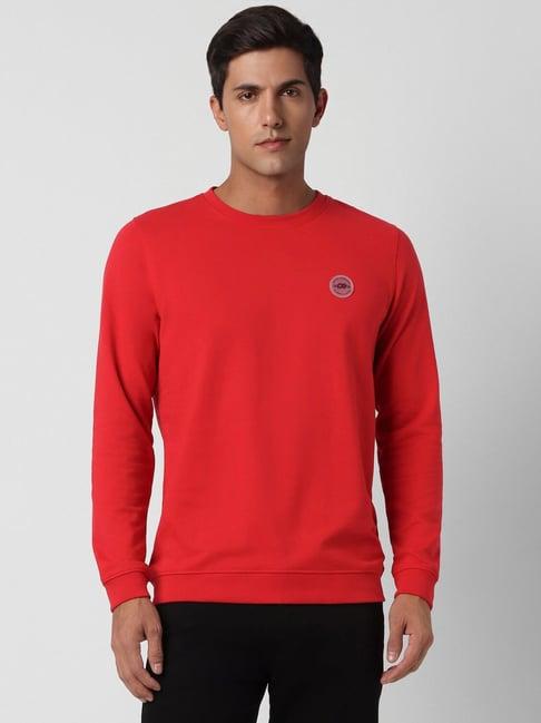 peter england jeans red slim fit sweatshirt