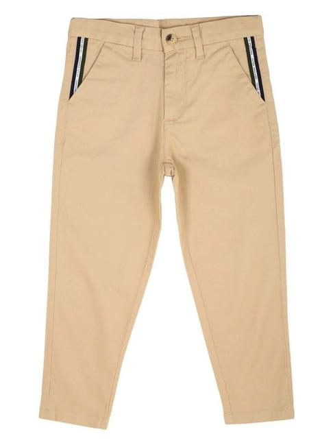 peter england kids beige cotton regular fit pants