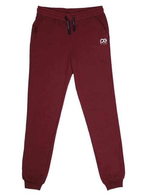 peter england kids maroon solid joggers