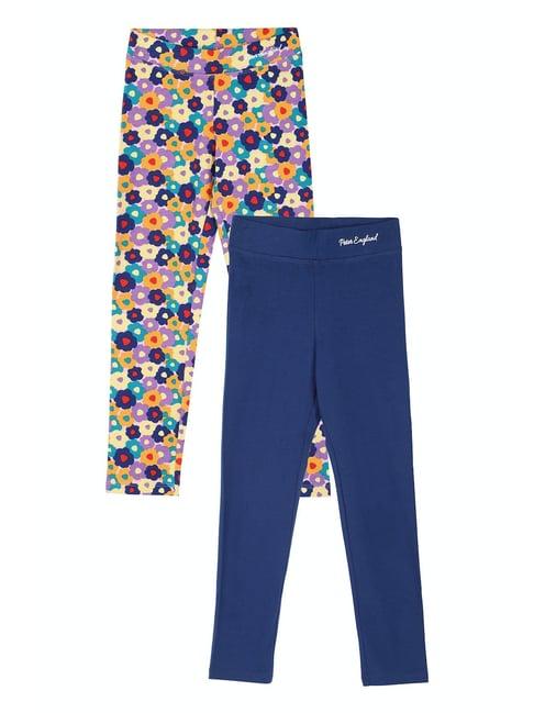 peter england kids multicolor floral print leggings (pack of 2)