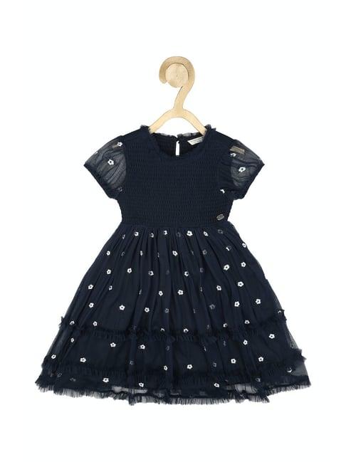 peter england kids navy embroidered dress