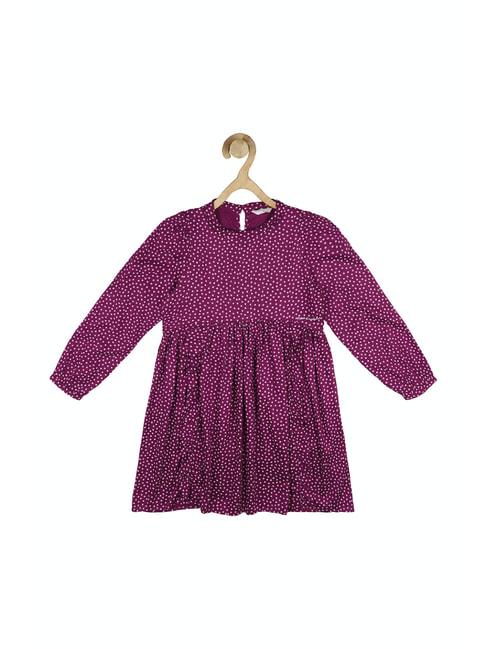 peter england kids purple printed full sleeves dress