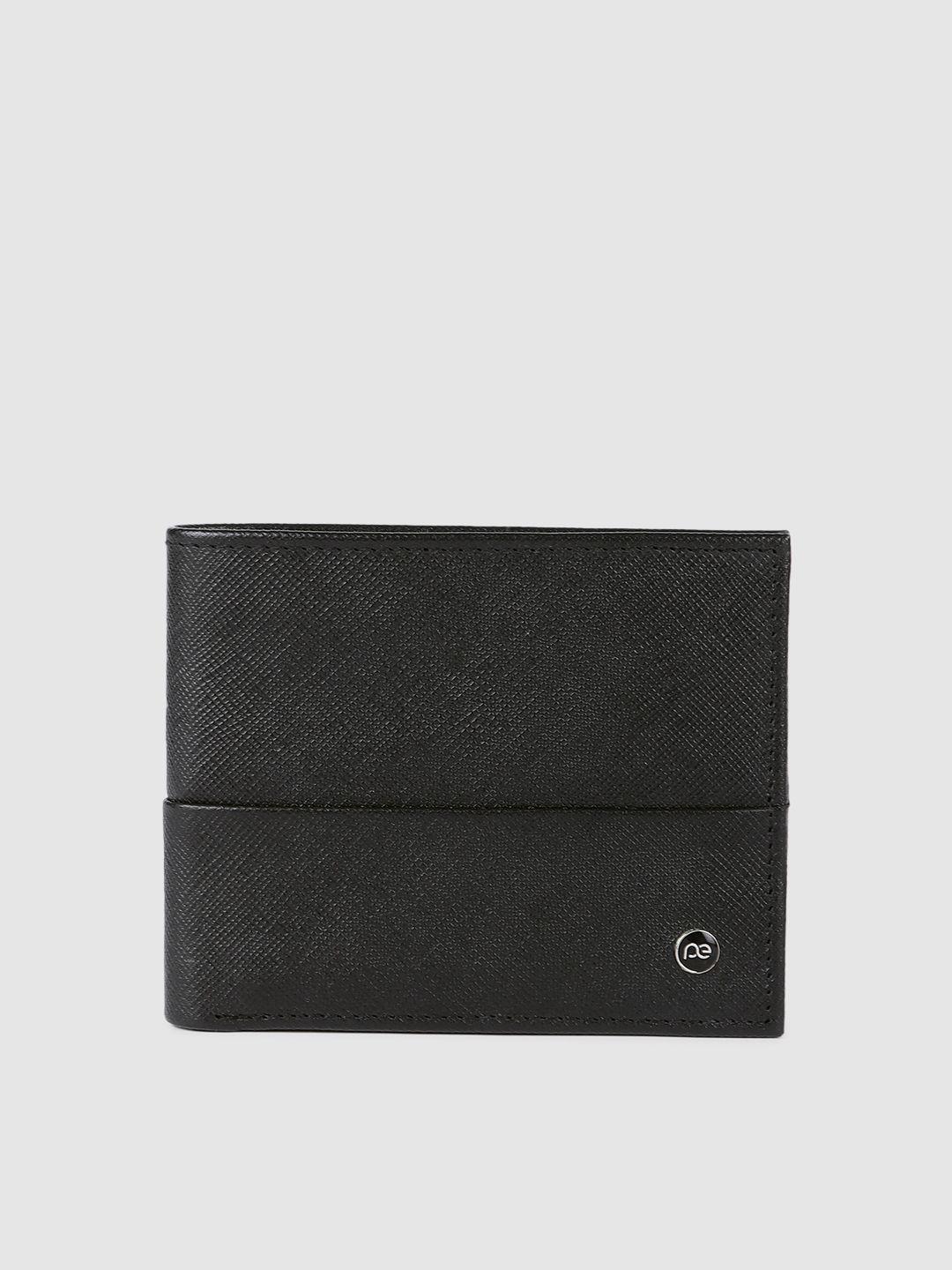 peter england men black solid two fold wallet