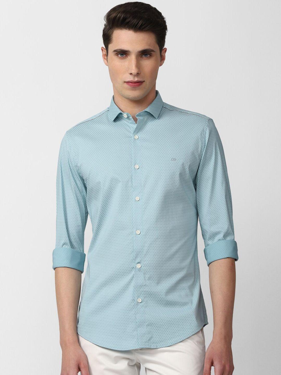peter england men blue slim fit casual shirt