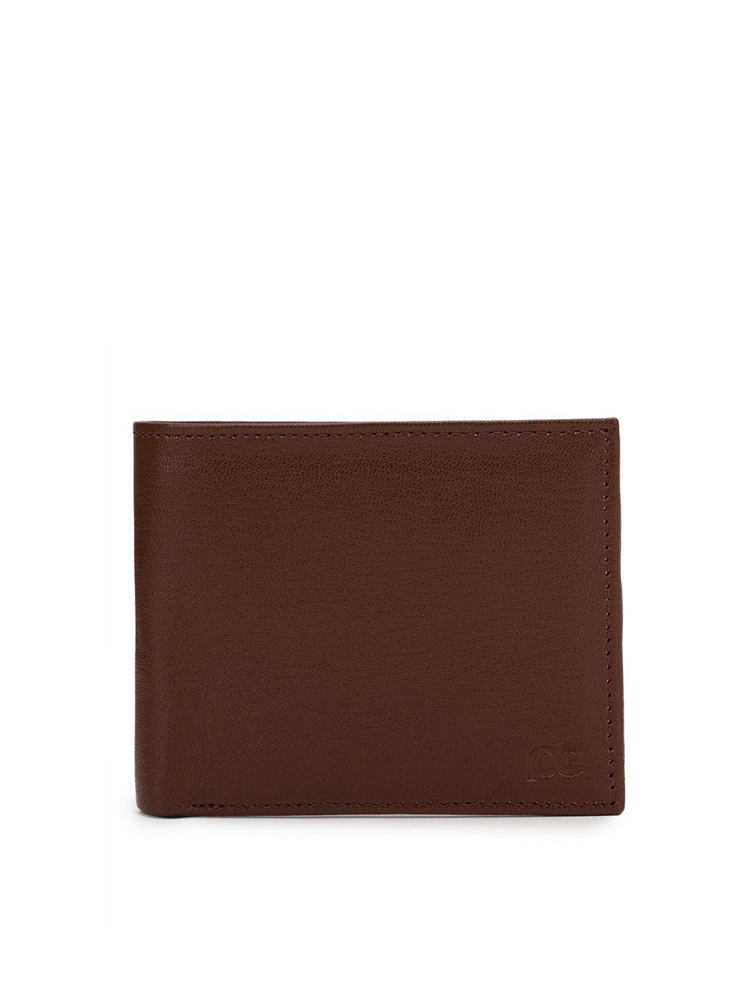 peter england men brown leather two fold wallet