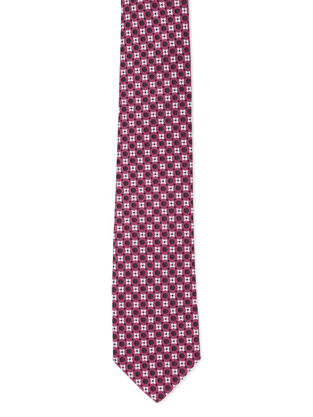 peter england men maroon woven design broad tie