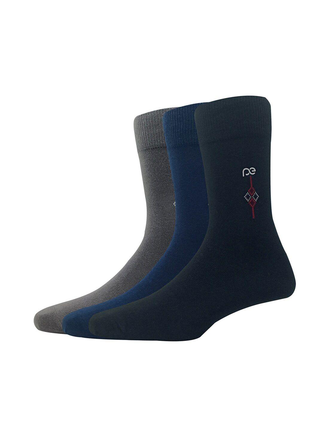 peter england men pack of 3 patterned cotton calf length socks