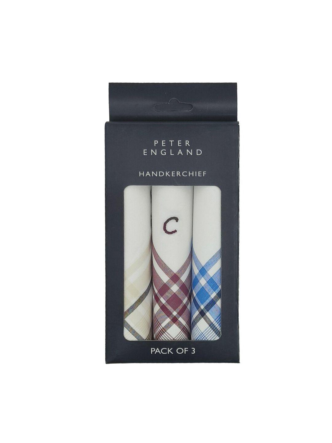 peter england men pack of 3 striped cotton handkerchiefs