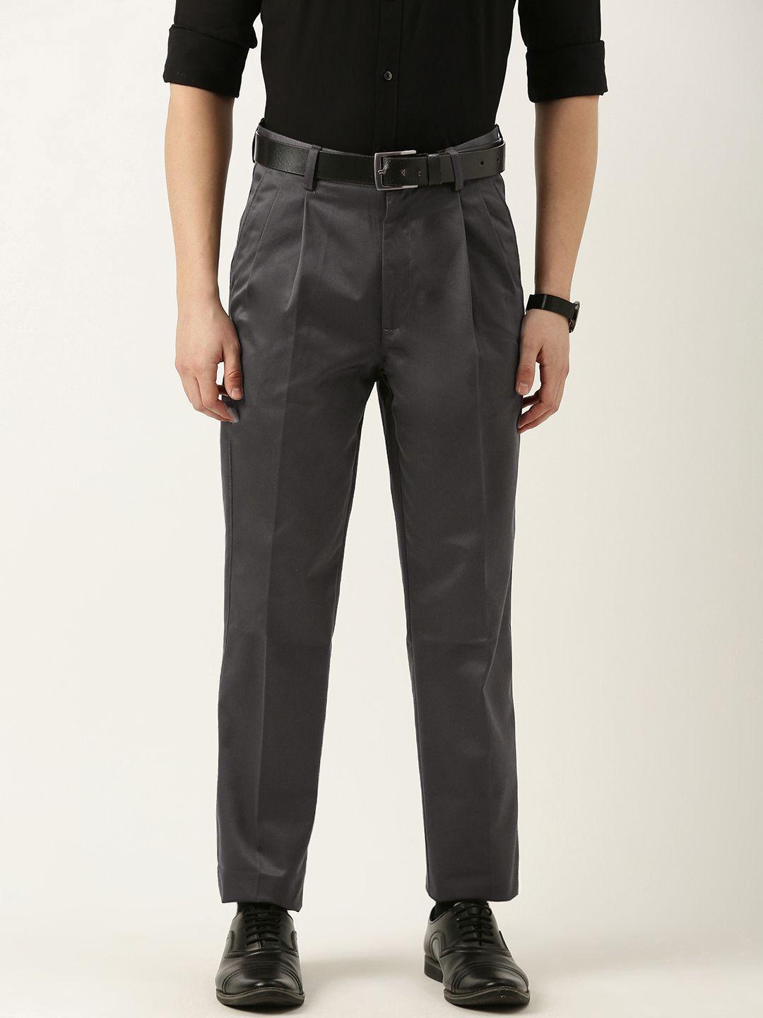 peter england men pleated cotton formal trousers