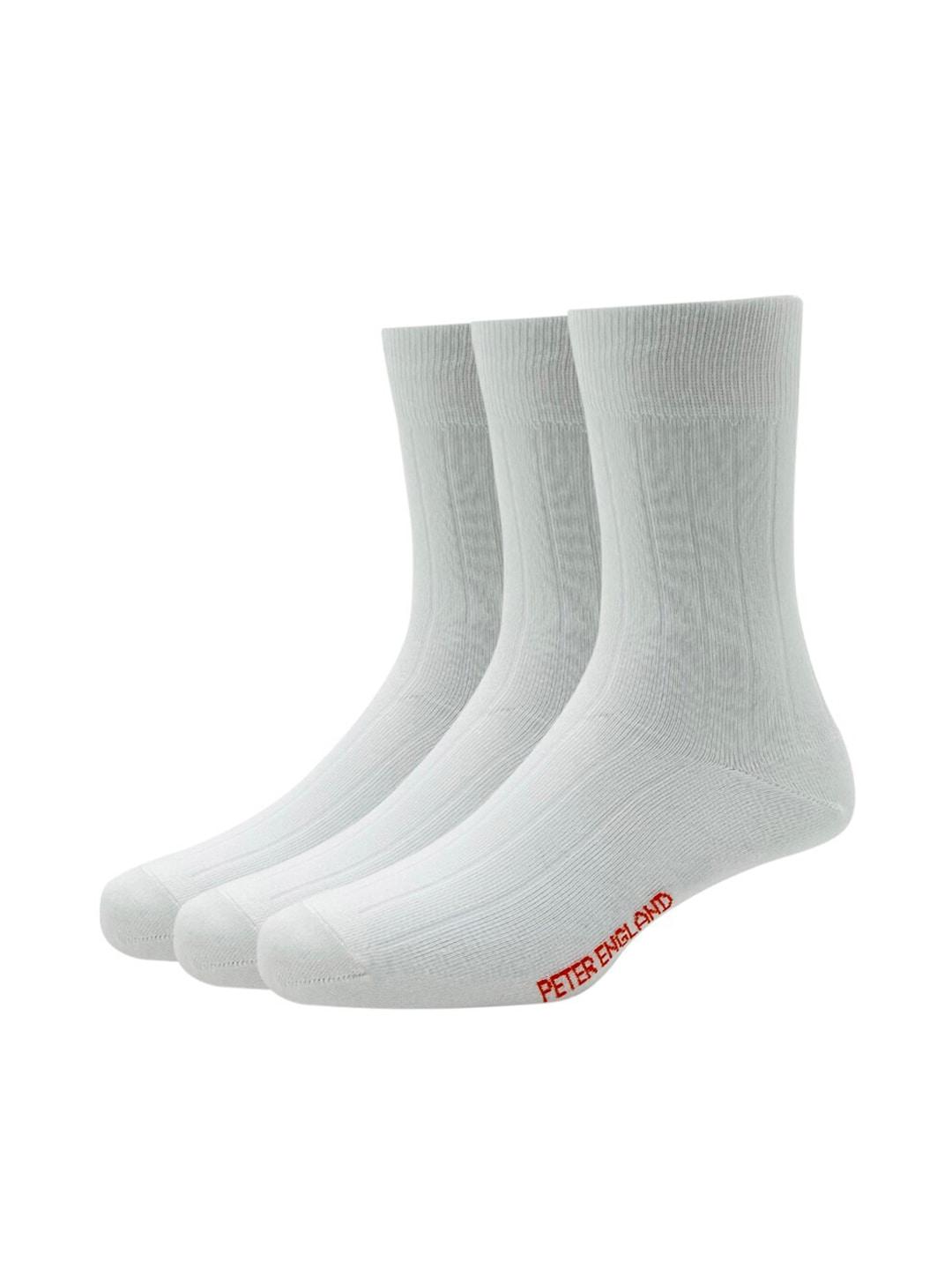 peter england men white pack of 3 cotton full length socks