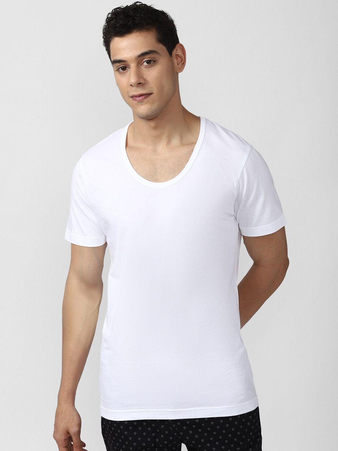 peter england men white pure cotton basic innerwear vest