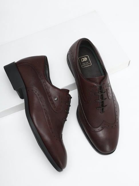 peter england men's brown brogue shoes